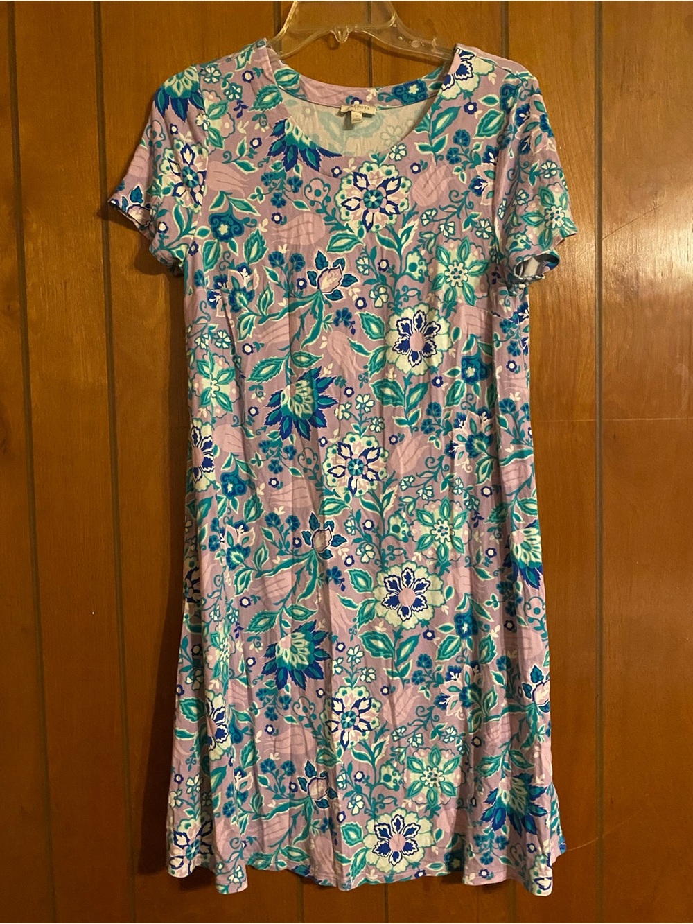 Talbot’s Floral Lavender Short-Sleeve Swing Dress Size S